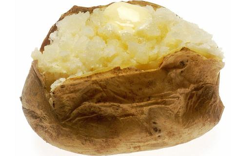 Baked potato. The Croatian for "baked potato" is "pečeni krumpir".