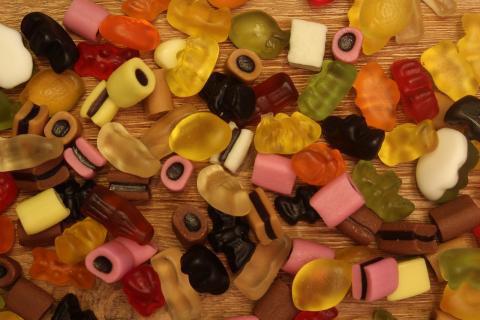 Sweets; candies. The French for "sweets; candies" is "bonbons".