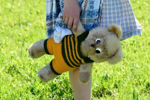 Teddy bear. The French for "teddy bear" is "ours en peluche".