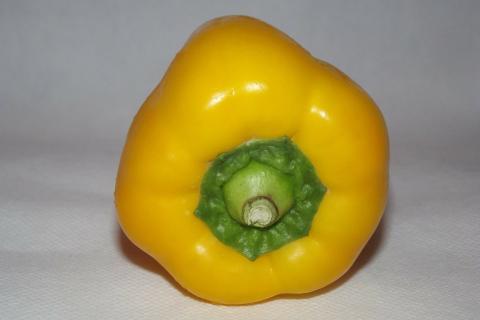 A yellow pepper. The French for "a yellow pepper" is "un poivron jaune".