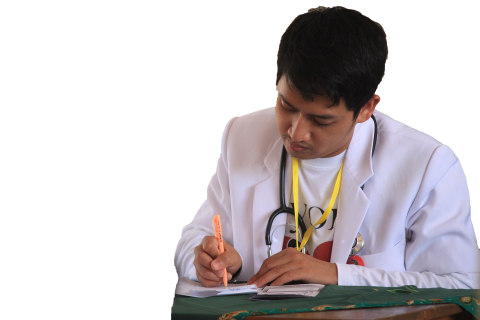 The doctor writes a prescription.. The French for "The doctor writes a prescription." is "Le docteur rédige une ordonnance.".