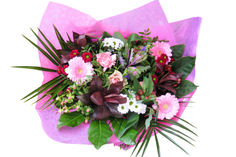 A bouquet of flowers. The French for "a bouquet of flowers" is "un bouquet de fleurs".