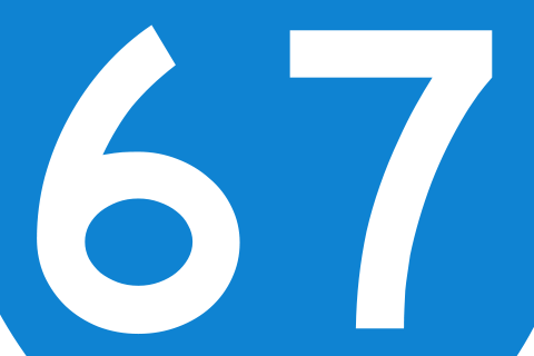 67 (sixty-seven). The French for "67 (sixty-seven)" is "soixante-sept".