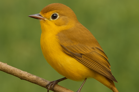 A beautiful, yellow-brown bird. The French for "a beautiful, yellow-brown bird" is "un bel oiseau jaune-brun".