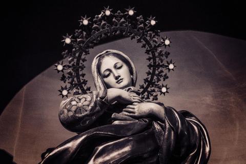 Virgin. The Greek for "virgin" is "παρθένα".