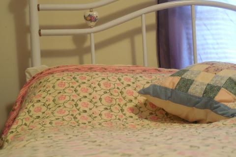 Bed. The Hindi for "bed" is "बिस्तर".