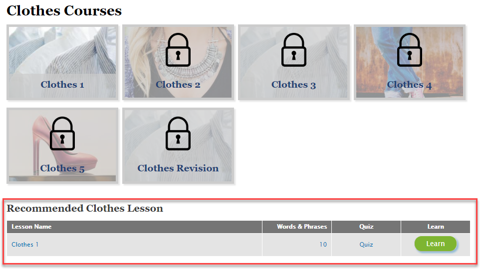 Clothes Courses