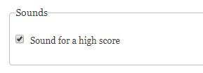 Checkbox "Sound for a high score"