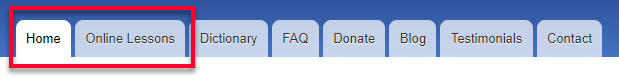 Home tab and Online Lessons tab