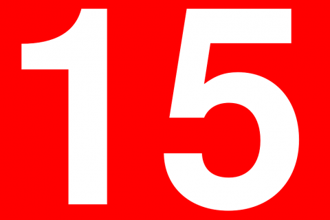 15 (fifteen). The Thai for "15 (fifteen)" is "สิบห้า".