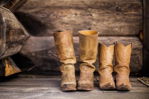 Two pairs of boots. The Thai for "two pairs of boots" is "รองเท้าบู้ทสองคู่".