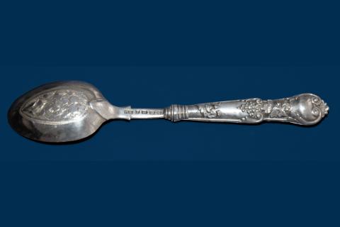 A silver spoon. The Thai for "a silver spoon" is "ช้อนเงิน".
