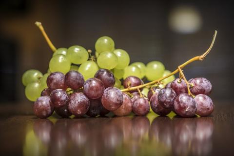 Green grapes and black grapes. The Thai for "green grapes and black grapes" is "องุ่นเขียวและองุ่นดำ".