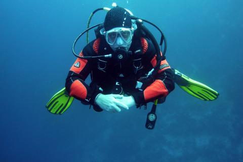 Diver. The Thai for "diver" is "นักดำน้ำ".