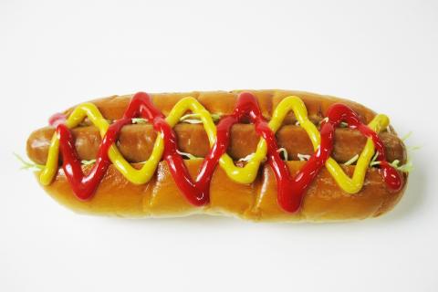 Hot dog. The Thai for "hot dog" is "ฮอตดอก". Hot dog. The Thai for "hot dog" is "ฮอตดอก".
