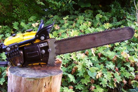 Chainsaw. The Thai for "chainsaw" is "เลื่อยยนต์".