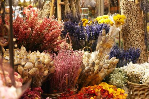Dried flowers. The Thai for "dried flowers" is "ดอกไม้แห้ง".